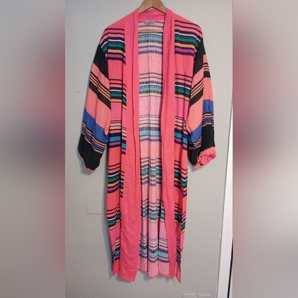 Anthropologie Conditions Apply Striped Cover-Up Kaftan Kimono One Size - Picture 4 of 10